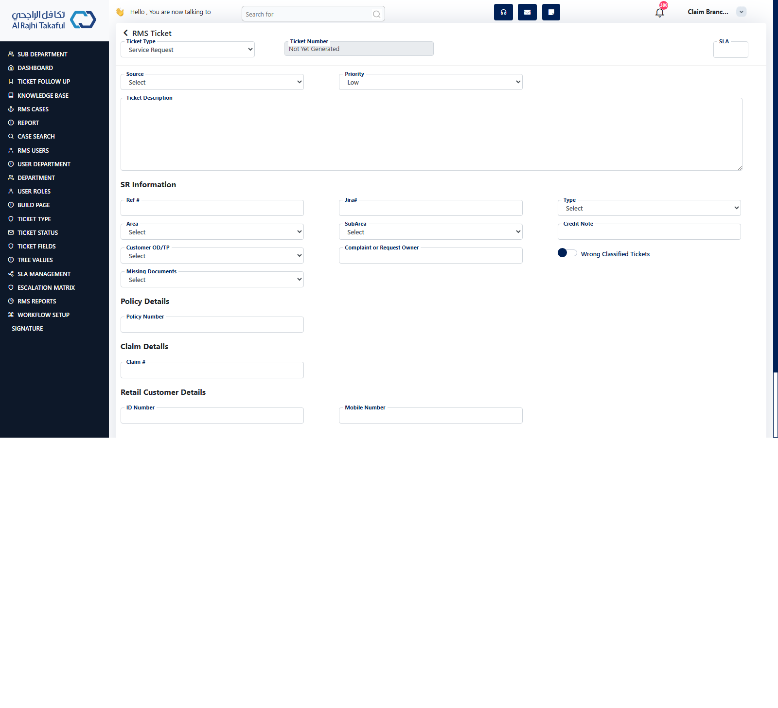 AgentCare – Al Rajhi Takaful Insurance Support Center