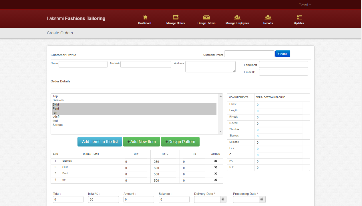 Lakshmi Fashions – Tailoring Order & Workforce Management System